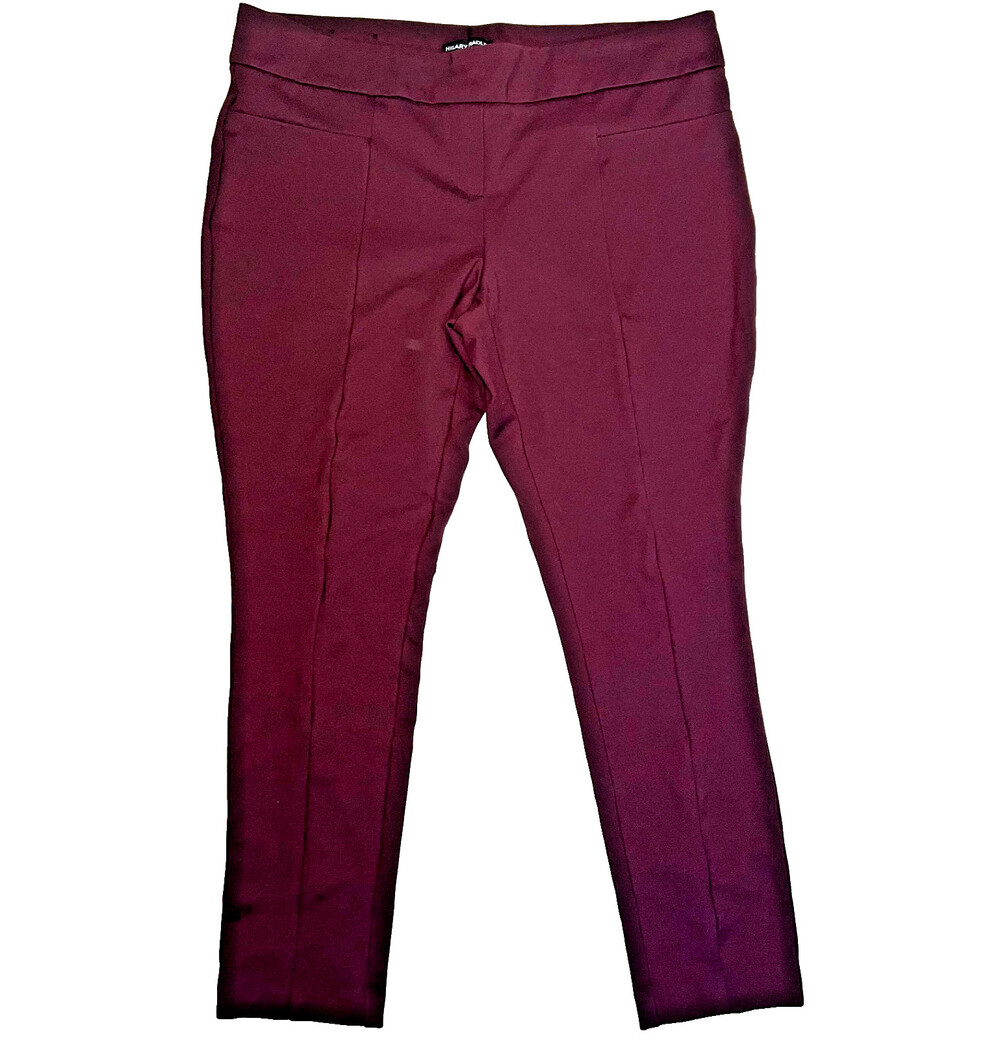 Hilary Radley Ponte Dress Pants Women's XL Burgundy Red Pull On NWOT